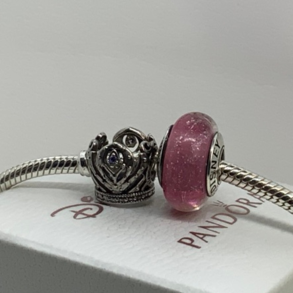 PANDORA Disney Anna's Crown & Murano Bead, NWT! - Picture 4 of 4
